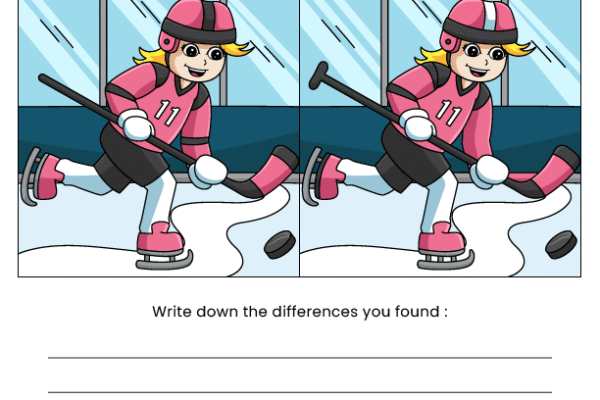 Hockey Find the Difference Worksheet