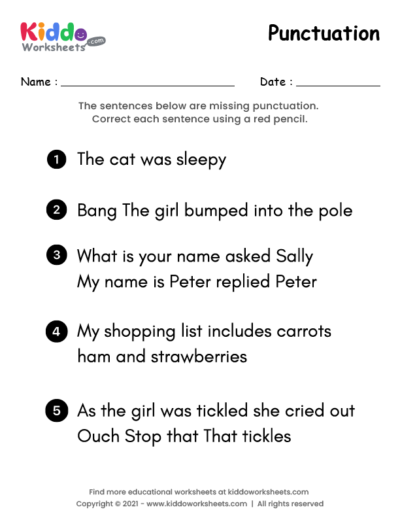Punctuation Worksheet