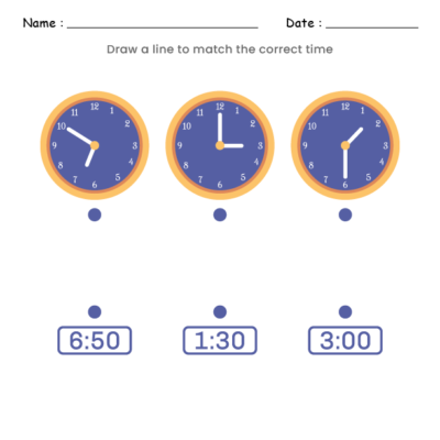 Match Clock Worksheet 6