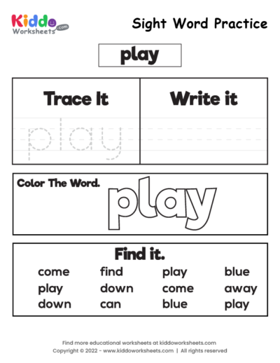 Sight Word Practice play