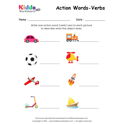 Action Words Worksheet