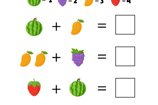 Addition Fruits Worksheet