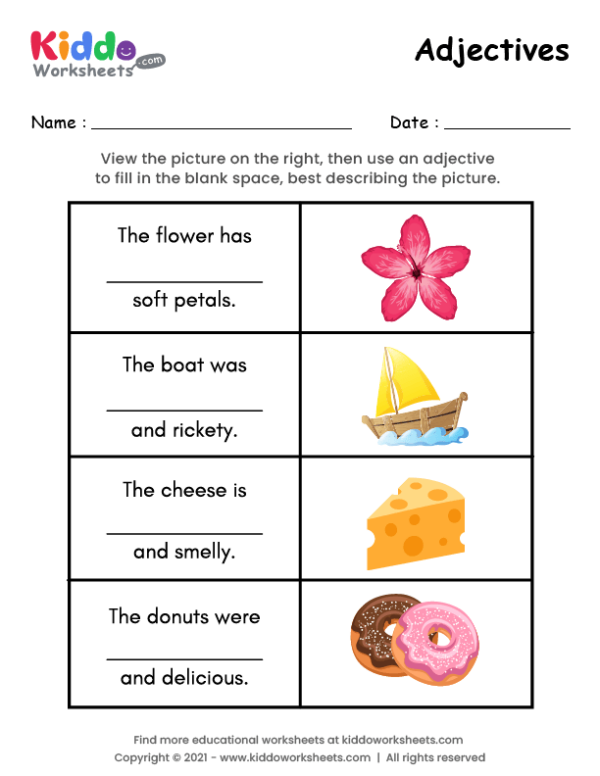 adjectives worksheet images