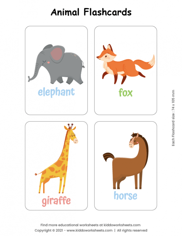 Free Printable Animal Flashcards Worksheet - kiddoworksheets