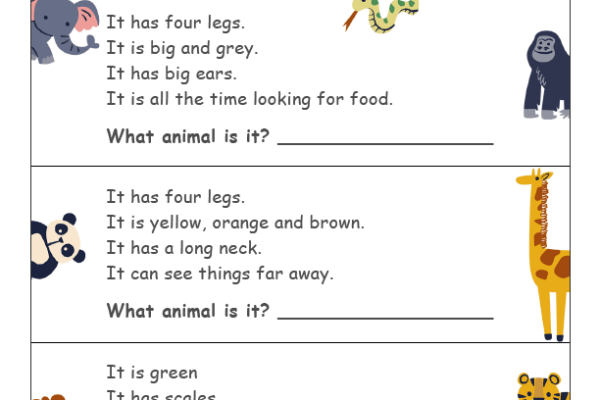 Animal Riddles Worksheet