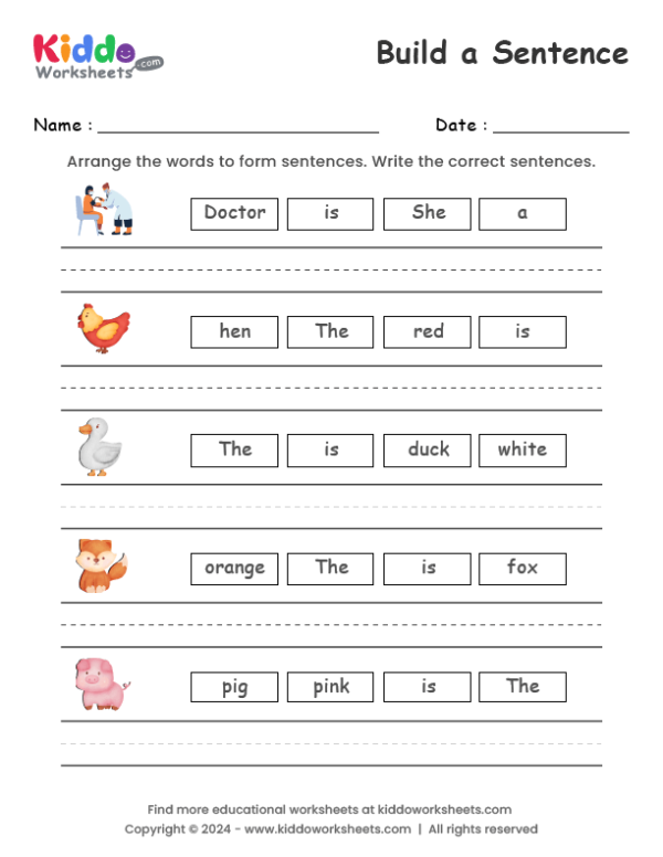 Build a Sentence Worksheet