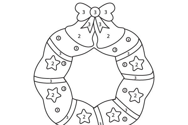 Color the Christmas Wreath Worksheet