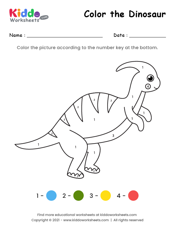 free printable color the dinosaur 1 worksheet kiddoworksheets