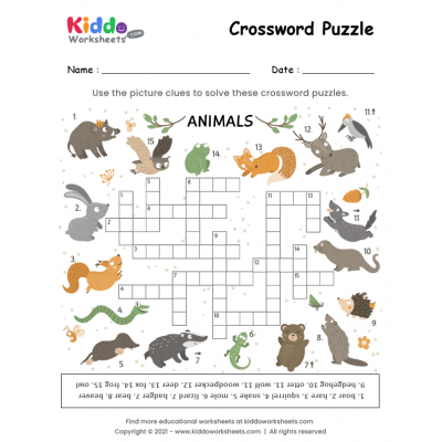 Crossword Puzzle Animals