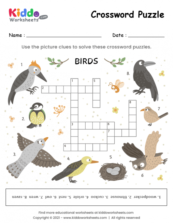 Crossword Puzzle Birds