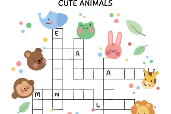 Crossword Puzzle Cute Animals Worksheet