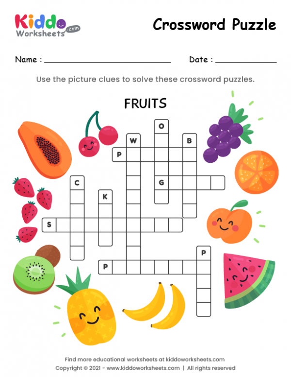 Crossword Puzzle Fruits