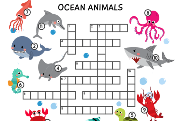 Crossword Puzzle Ocean Animals Worksheet