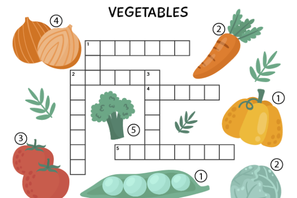 Crossword Puzzle Vegetables Worksheet