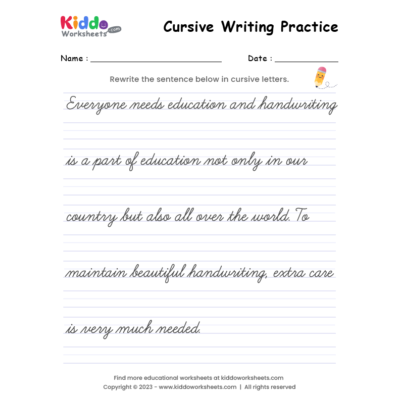 Cursive Writing Worksheet 1