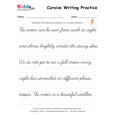 Cursive Writing Worksheet 12