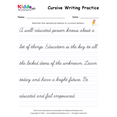 Cursive Writing Worksheet 3