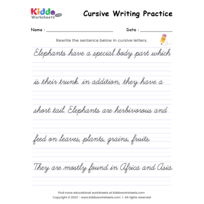 Cursive Writing Worksheet 8