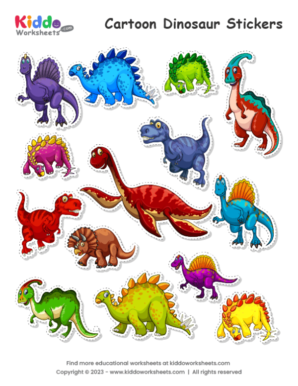 Free Printable Dinosaur Stickers Worksheet - kiddoworksheets
