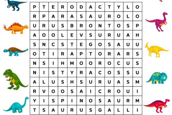 Dinosaur Word Search puzzle