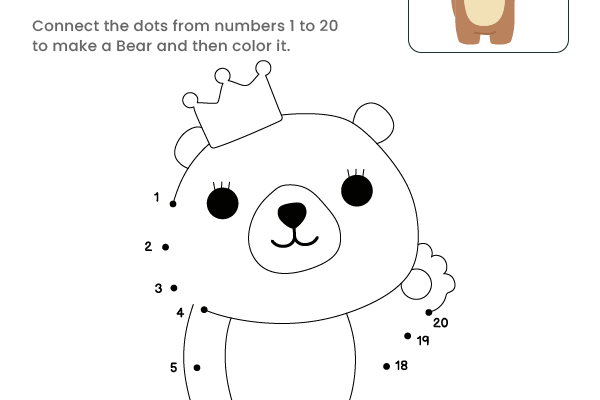 Dot to Dot Bear Worksheet