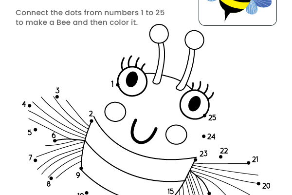 Dot to Dot Bee Worksheet