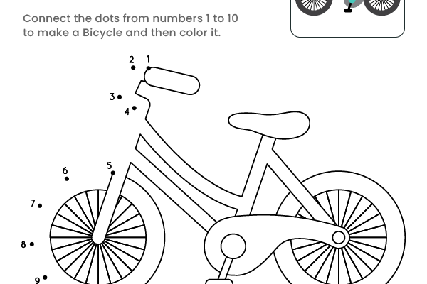 Dot to Dot Bicycle Worksheet