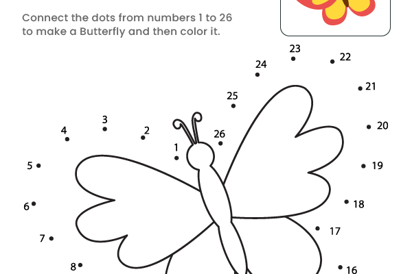Dot to Dot Butterfly Worksheet