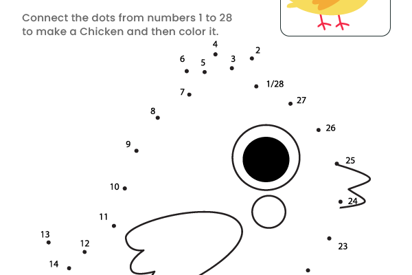 Dot to Dot Chicken Worksheet