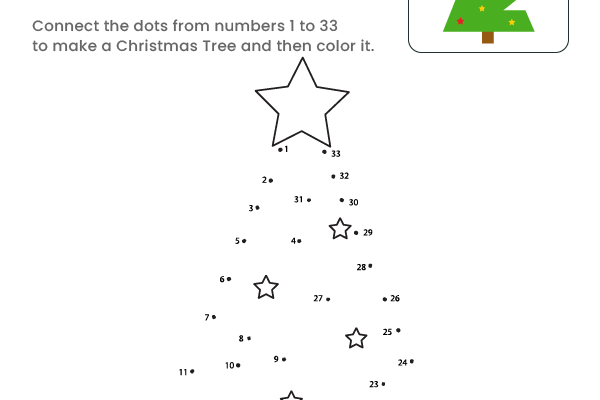 Dot to Dot Christmas Tree Worksheet