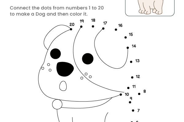 Dot to Dot Dog Worksheet