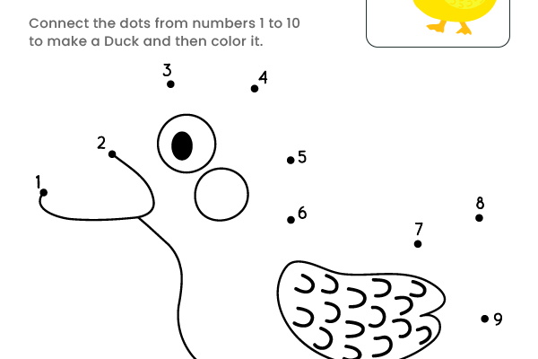 Dot to Dot Duck Worksheet