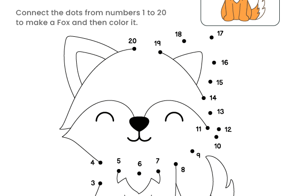 Dot to Dot Fox Worksheet