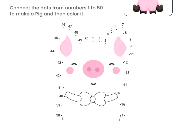 Dot to Dot Pig Worksheet