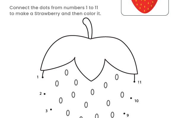 Dot to Dot Strawberry Worksheet