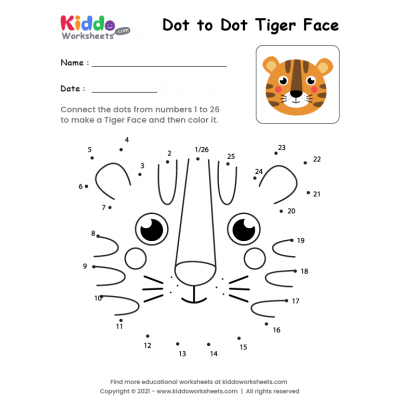 Dot to Dot Tiger Face