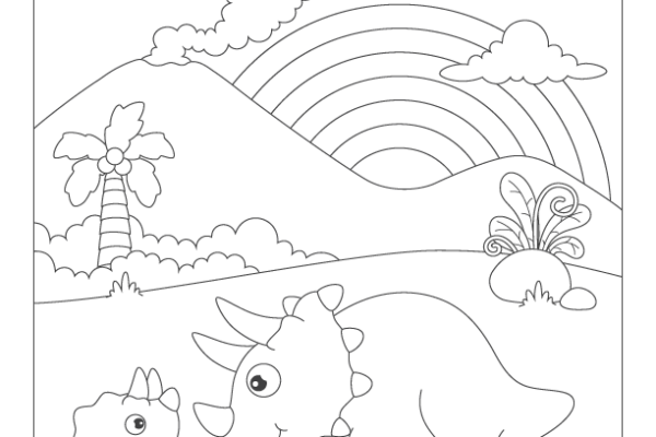 Fill the Color-Triceratops Worksheet