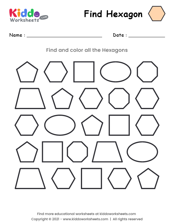 Find Hexagon Worksheet