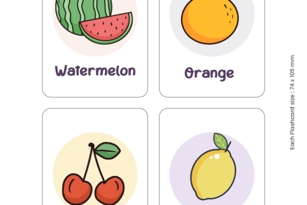 Flashcards of Fruits