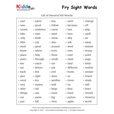 Fry Sight Words List 2