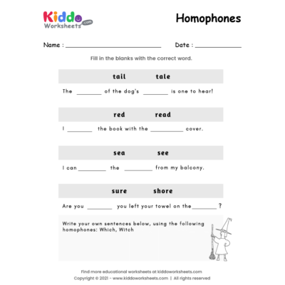 Homophones Worksheet 1