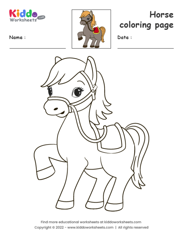 free printable horse coloring page worksheet kiddoworksheets