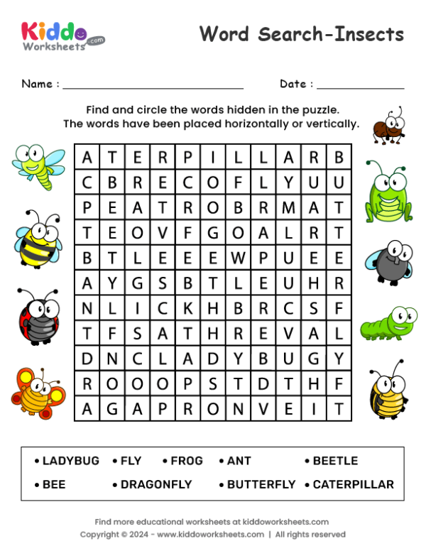 Insects Word Search puzzle