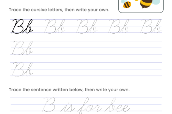 Letter B Cursive Writing Worksheet