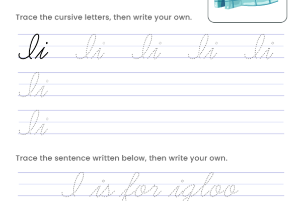 Letter I Cursive Writing Worksheet