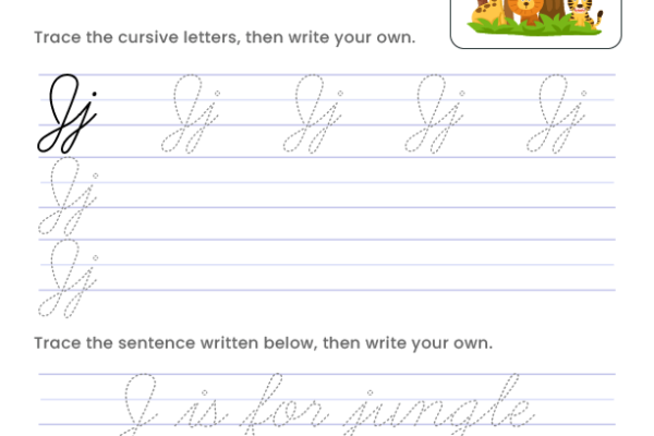Letter J Cursive Writing Worksheet