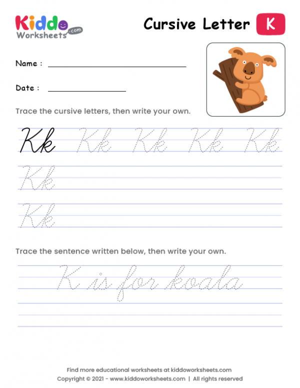 Cursive Writing Letter K