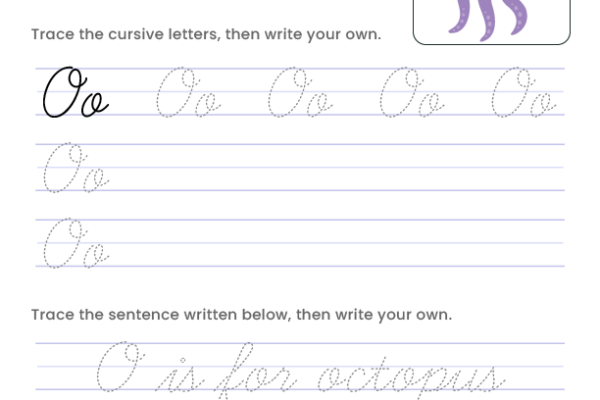 Letter O Cursive Writing Worksheet