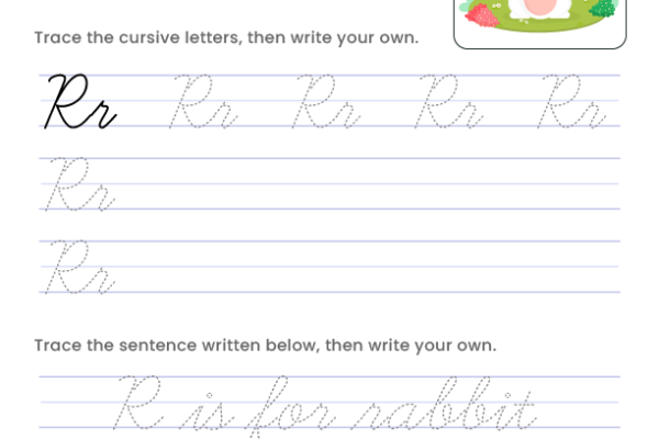 Letter R Cursive Writing Worksheet