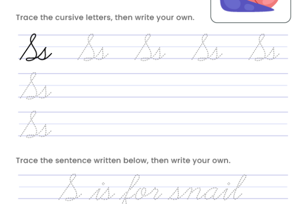 Letter S Cursive Writing Worksheet